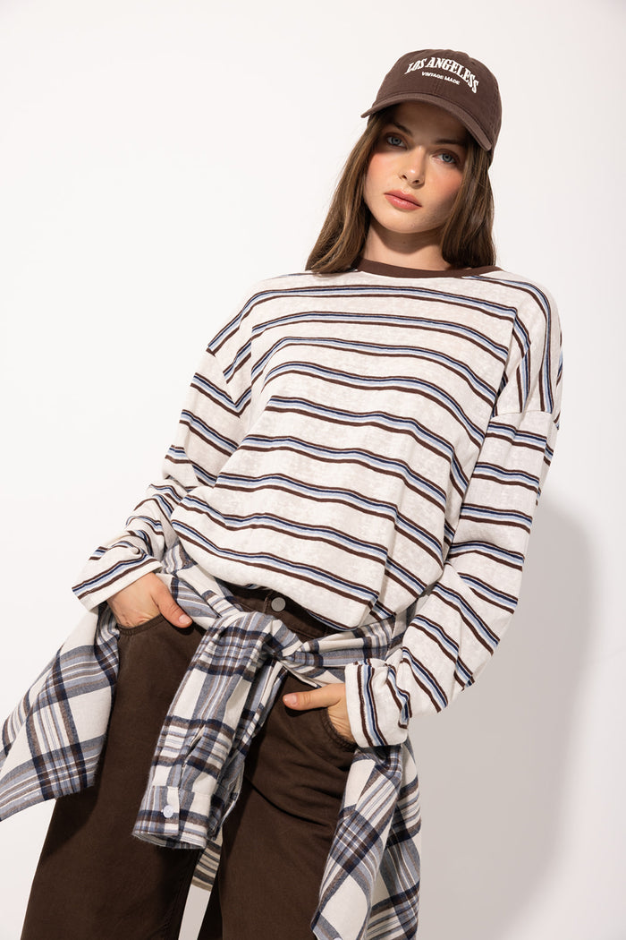 Coral top · Stripes