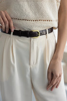 חגורת עור נחש חומה TwentySix