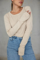 חולצת בייסיק בטן כפפה TwentySix Beige One Size