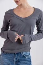 חולצת בייסיק וי כפפה TwentySix Dark Grey One Size