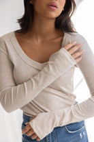 חולצת בייסיק וי כפפה TwentySix Melange One Size