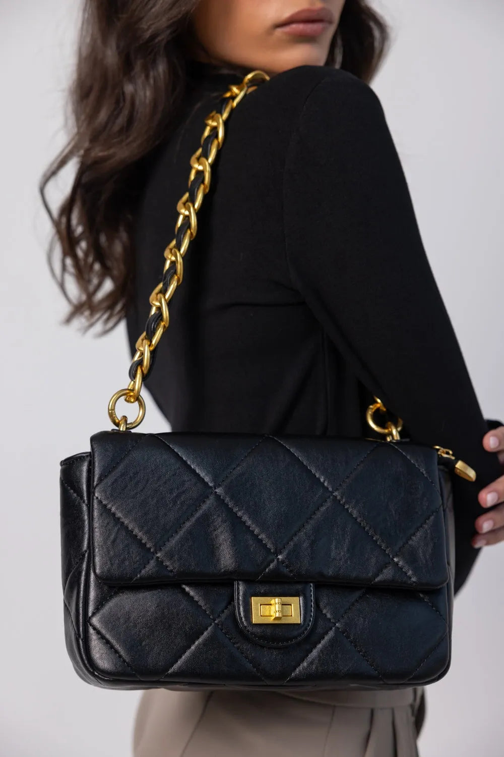 תיק עור גלוריה שחור TwentySix