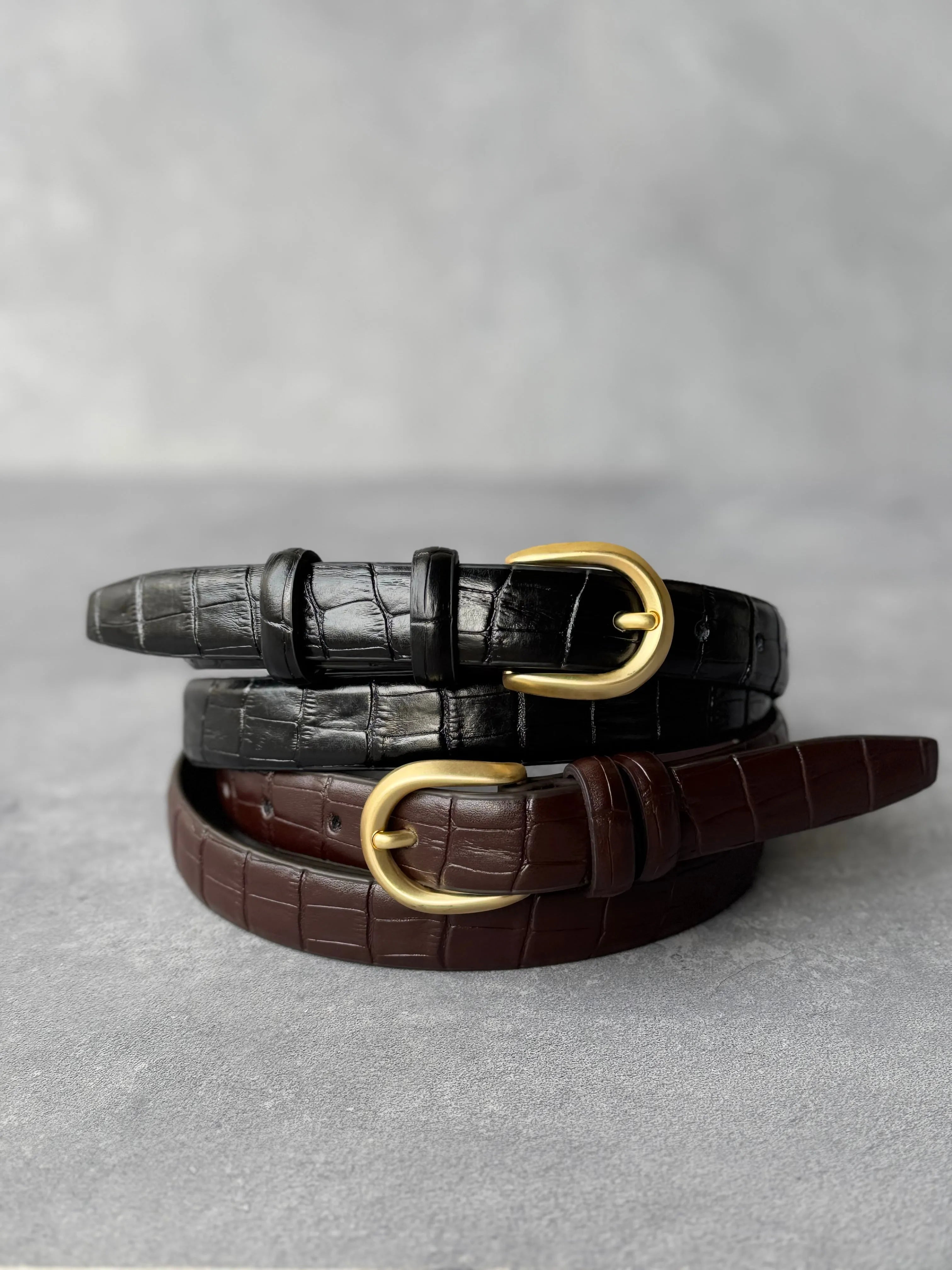 חגורת עור נחש שחורה TwentySix 