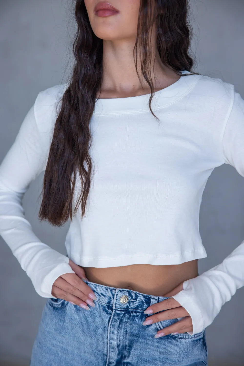 חולצת בייסיק בטן כפפה TwentySix Cream One Size 