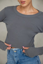 חולצת בייסיק בטן כפפה TwentySix Dark Grey One Size 