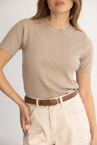 סריג אדל חולצת סריג קצרה TwentySix Mocca One Size 