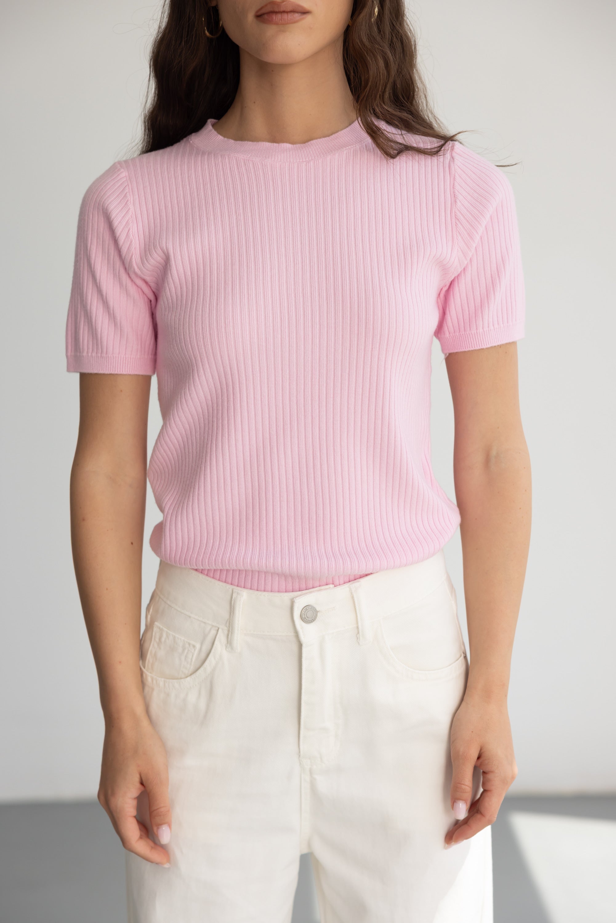 סריג אדל חולצת סריג קצרה TwentySix Pink One Size 