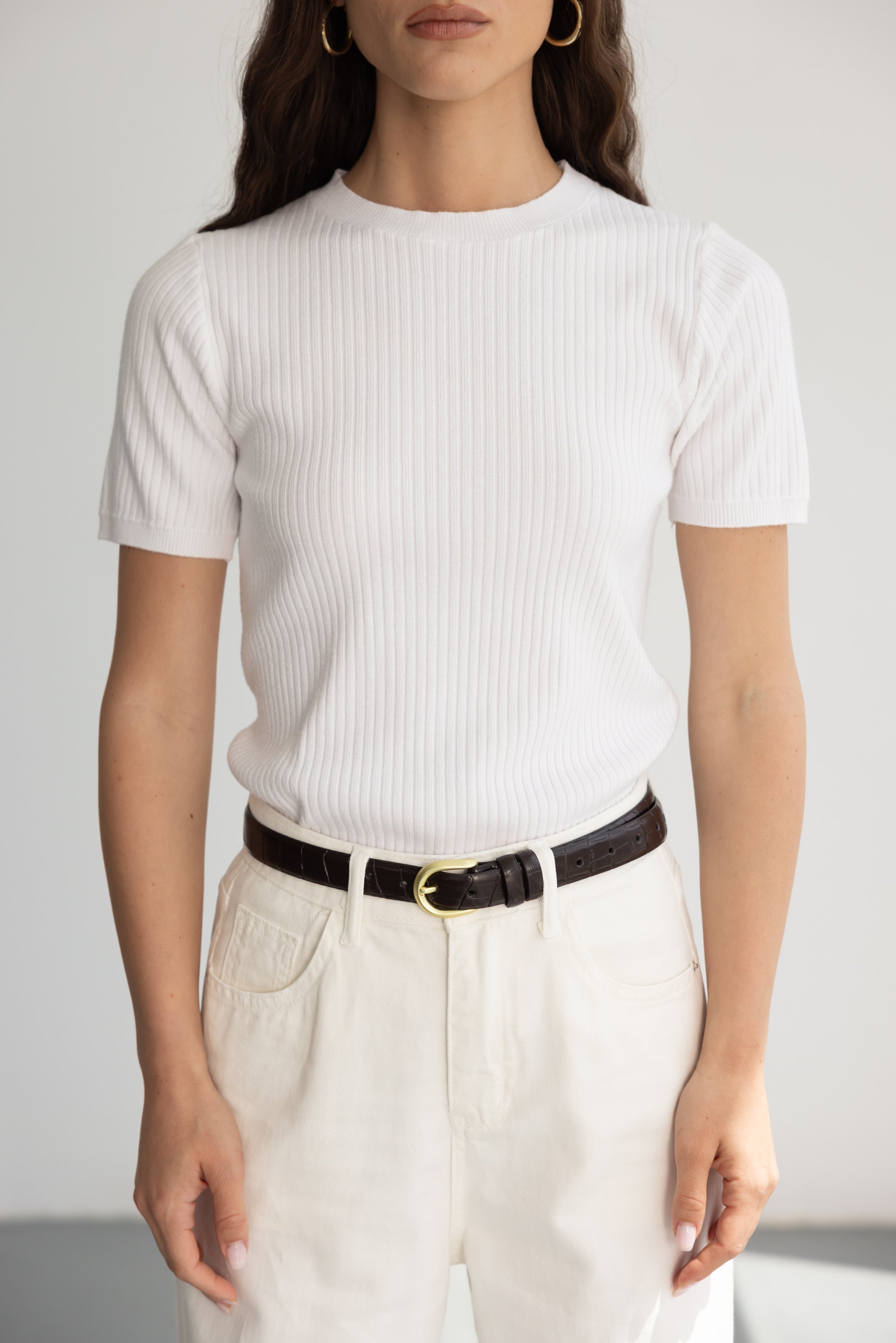 סריג אדל חולצת סריג קצרה TwentySix White One Size 