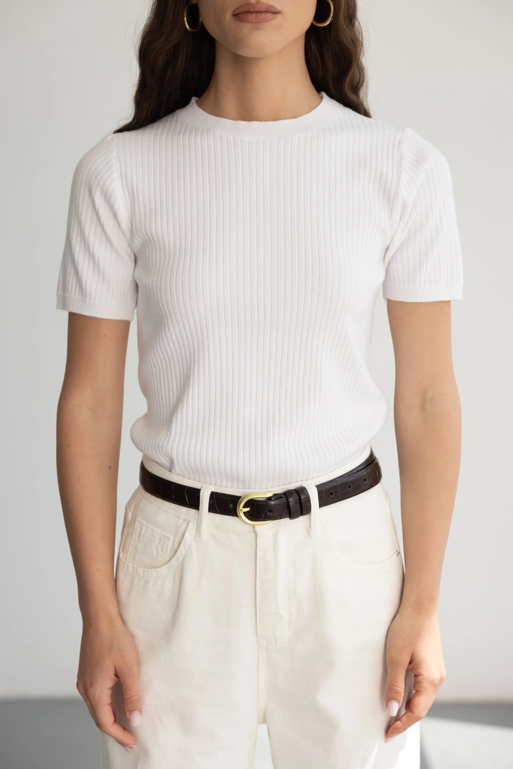 סריג אדל חולצת סריג קצרה TwentySix White One Size 