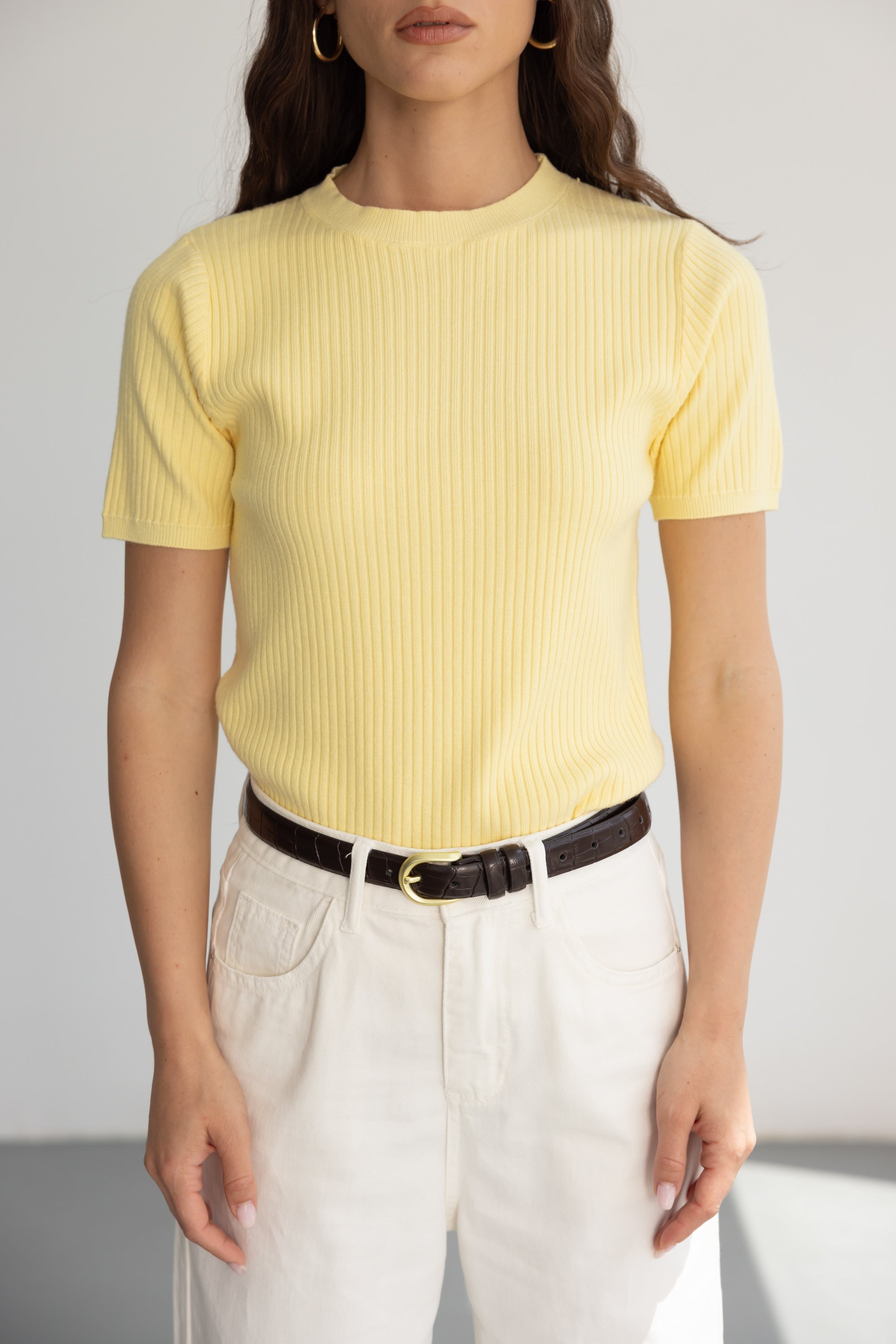 סריג אדל חולצת סריג קצרה TwentySix Yellow One Size 