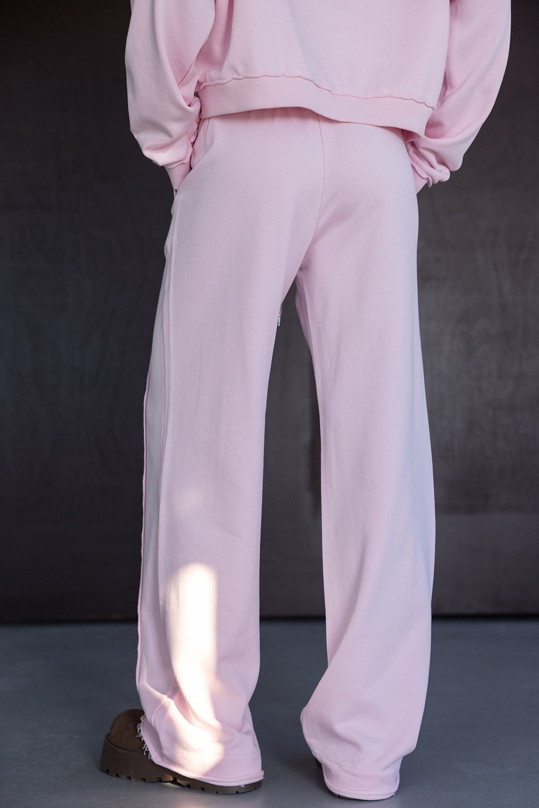 מכנסיים ורודים רחבים לנשים, בד רך, גזרה נינוחה, אופנת רחוב לנערות