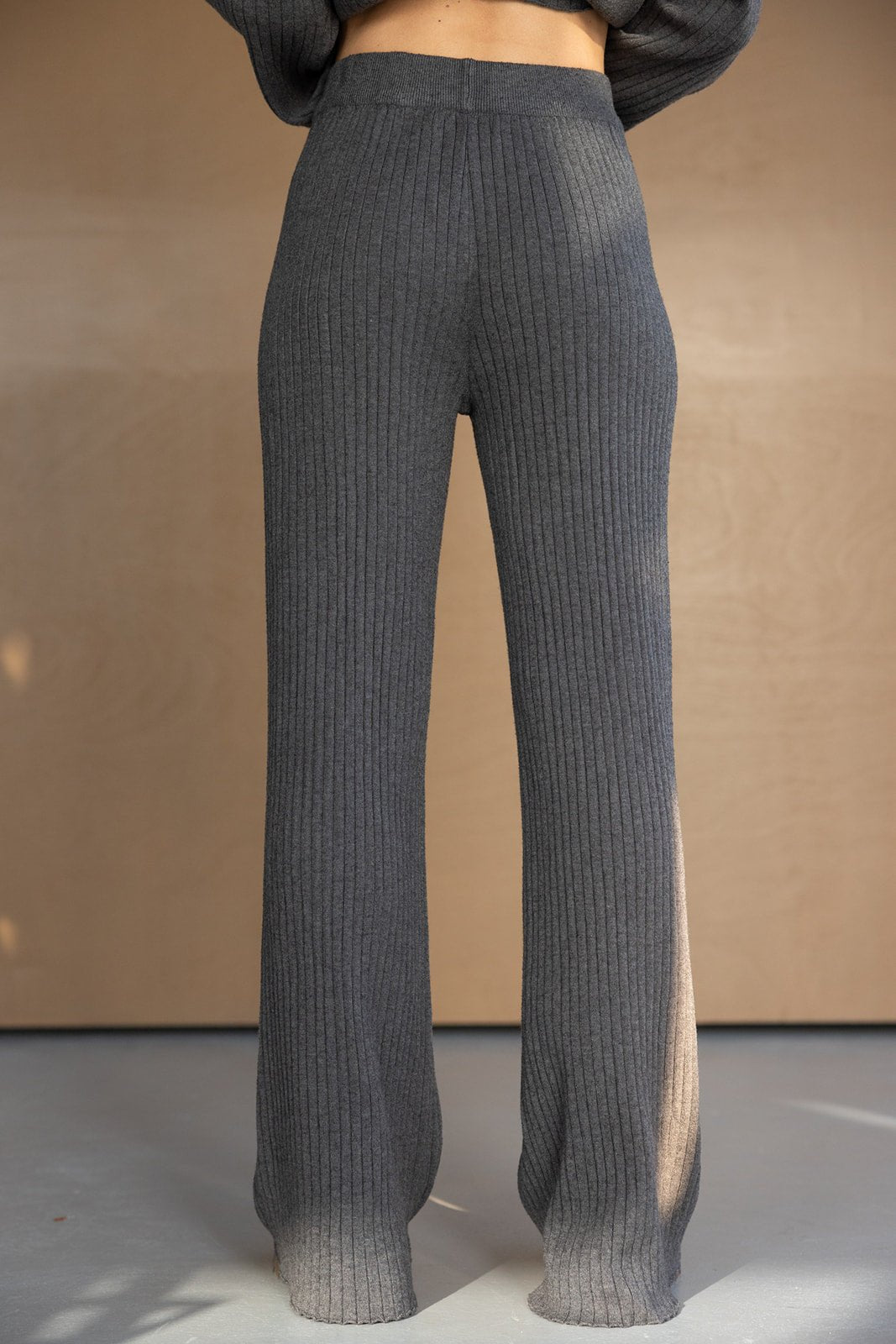 מכנסיים סרוגים רחבים לנשים, בד כהה מחוספס, אופנה צעירה וטרנדית