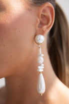 עגיל תלוי מפנינים לבנות ועיגול מוזהב לאישה, טרנדי לאופנת נשים ונערות