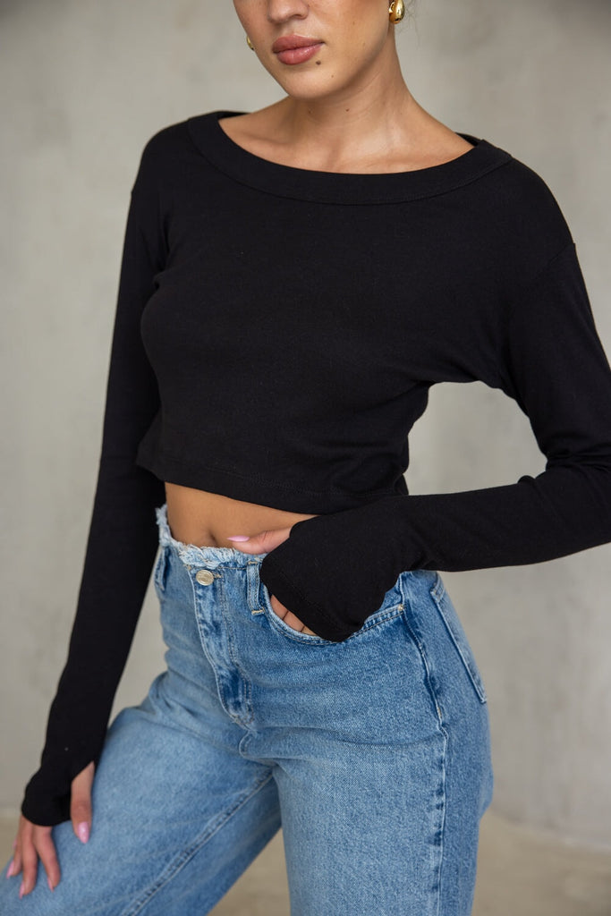 חולצת בייסיק בטן כפפה TwentySix Black One Size 